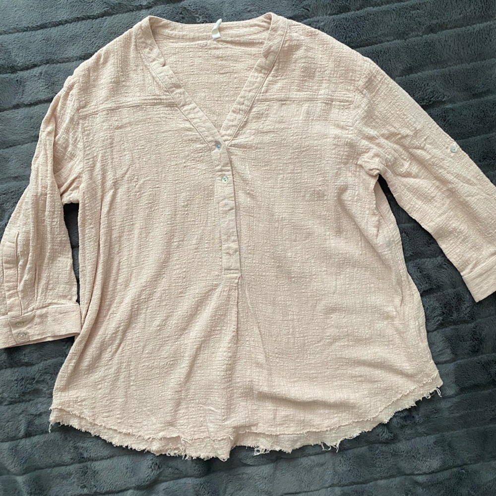 PinkBlush maternity linen blouse size large